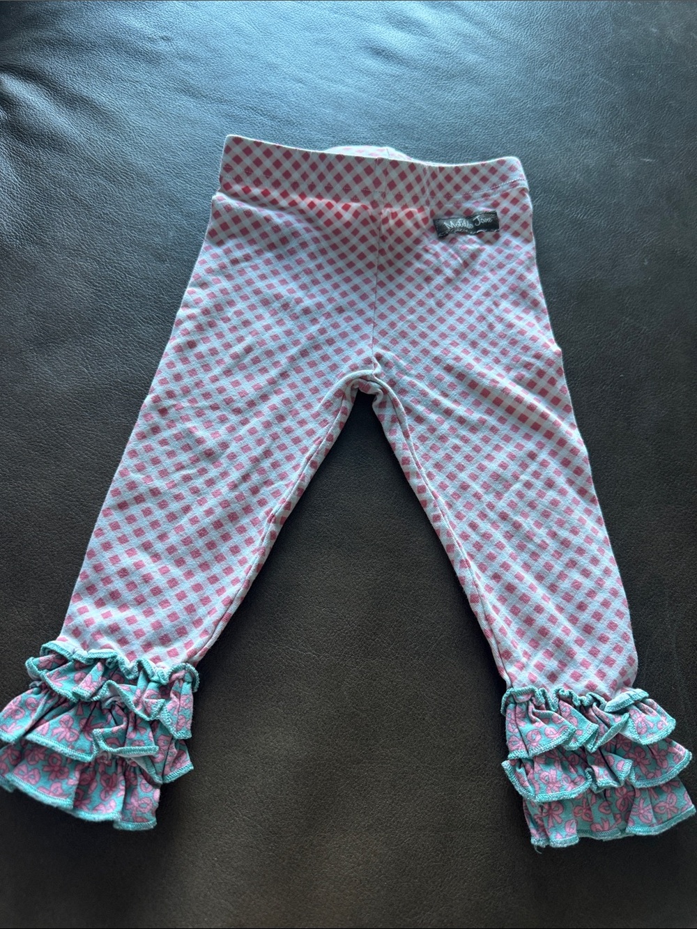 Matilda Jane Pastel Patchwork Floral Dress and Pink Gingham Ruffle Leggings - Picture 4 of 5